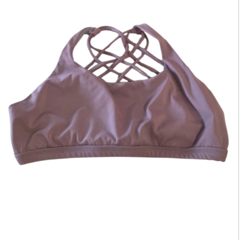 Queenirke Large Dusty Purple Strappy Sports Bra Athleisure Yoga Workout